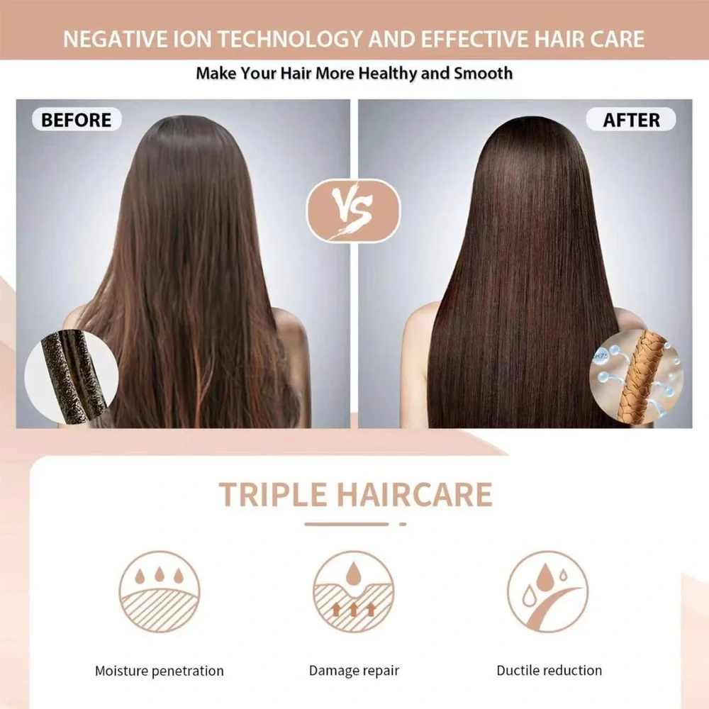 Hair Straightener Brush Ionic Fast Heating Hair Brush for Thick Hair Black Hair